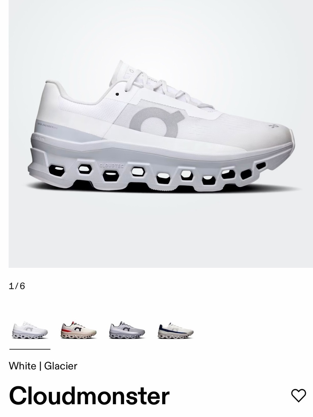 On Running Cloudmonster Men’s Sneaker — White/Gray